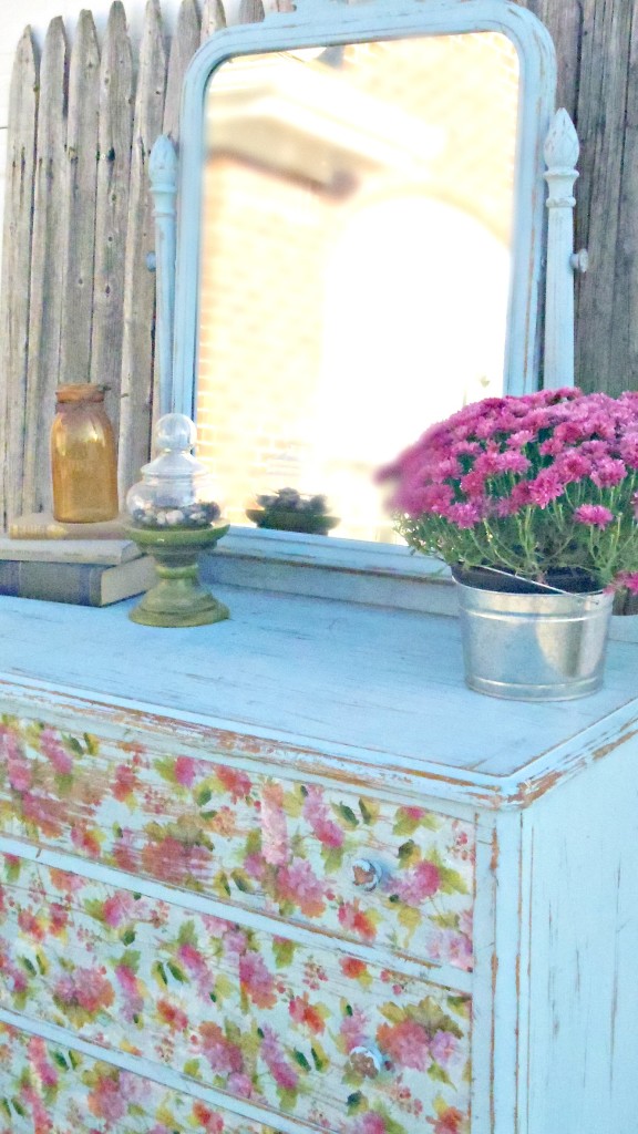 floral dresser side view